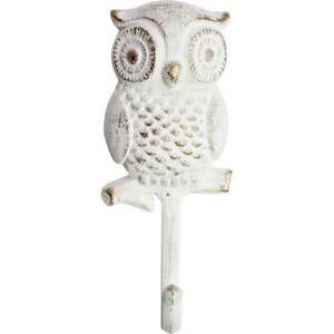 Furniture: Rustic Owl Hook - White