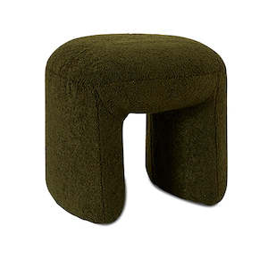 Furniture: Bennet Boucle Olive Ottoman