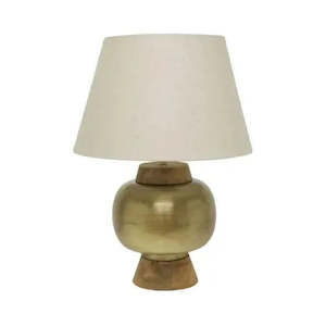 Rinat Metal & Wood Table Lamp- Antique Brass