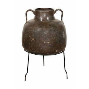 Furniture: Mumbai Solid Brass Pot w/Iron Stand