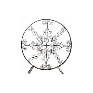 Iron Wheel Decorative Sculpture w/Stand