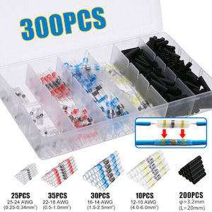 300pcs Solder Seal Sleeve Heat Shrink Butt Wire Connectors Terminals