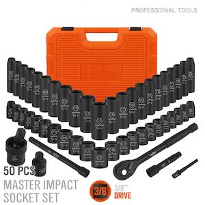 HORUSDY 3/8" Drive Impact Socket Wrench Set Ratchet Spanner Metric SAE