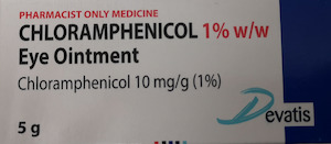 Pharmacy: Chloramphenicol 1% Eye Ointment For Conjunctivitis 5g - Pharmacist Only Medicine