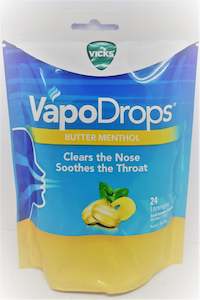 Pharmacy: Vicks Vapodrops Butter Menthol 24 Lozenges