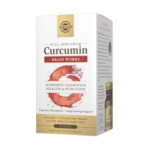 Pharmacy: Solgar Brain Works With Full Spectrum Curcumin & Bacomind Licapsules 60