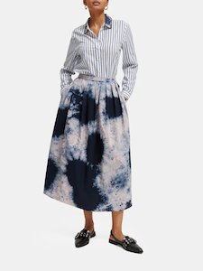 Bleach Print Skirt | Ice Dye Navy