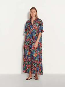 Isle Shirtdress | Black Bouquet Cotton Vivid