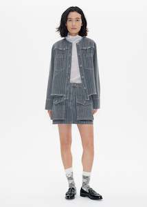 Bo Jacket | Grey Pinstripe Denim