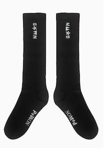 Clothing: Nu Logo Knee High Sock | Black/Grey