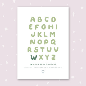 Design services: Alphabet Birth Print