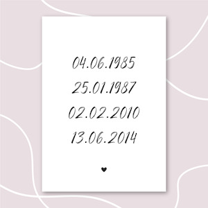 Design services: Family Dates Personalised Print