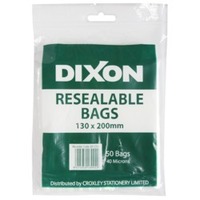 Retail postal service: Dixon zip lock bags 130 x 200mm pack 50