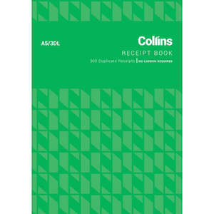 Receipt Book Collins A5/3 Dl 100Lf Ncr