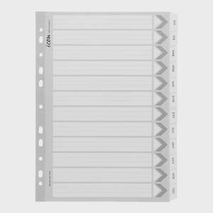 Books: Icon A4 Cardboard Indices with Reinforced Tabs Jan-Dec - White