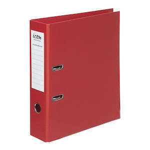 Books: Icon Lever Arch File Linen Red A4