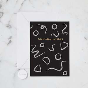 BIRTHDAY WISHES BLACK FOIL GREETING CARD