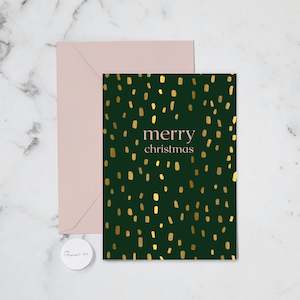 Magical Xmas Green Spots Greeting Card