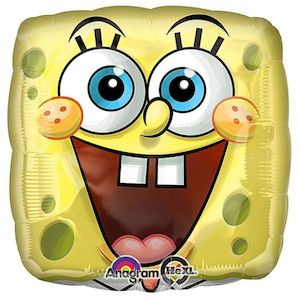 Licensed Latex: 18" Foil Square SPONGE BOB Square Face #18331