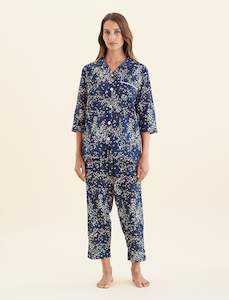 Crop PJ Sets: Cheri Blossom Crop PJ Set with Eye Mask