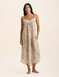 Cotton Silk Florals: Adeline Lace Front Maxi Nightie