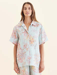 Natural Linen Sleepwear: Coco Resort Linen Short Sleeve Shirt