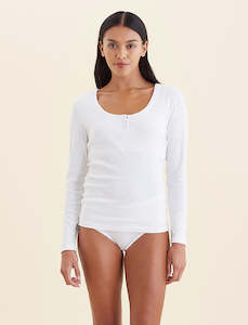 Milla Rib Shelf Bra Henley Long Sleeve Tee