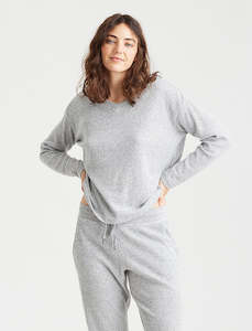 Super Soft Waffle V-Neck Long Sleeve Top in Grey