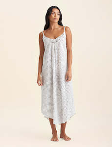 Swiss Dot Lace Front Maxi Nightie