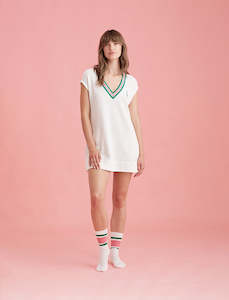 Luxe Waffle Tennis Oversized Logo Tank Dress