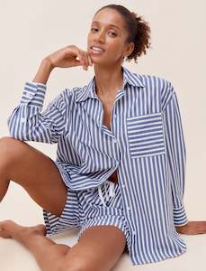 Cotton Stripe Shirting Boxer PJ Set