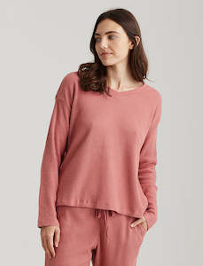 Super Soft Waffle V-Neck LS Top