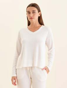 Super Soft Waffle V-Neck LS Top