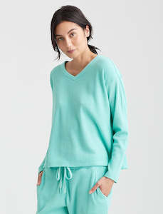 Super Soft Waffle V-Neck LS Top