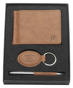 Leatherette Gift Set - Includes Clip, Keychain & Pen