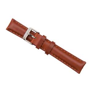 Tan Stitched Oil Leather Watch Band