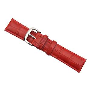 Red Luxury Crocodile Grain Leather Watch Band