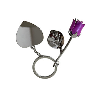 Everlasting Eternity Purple Rose Keyring