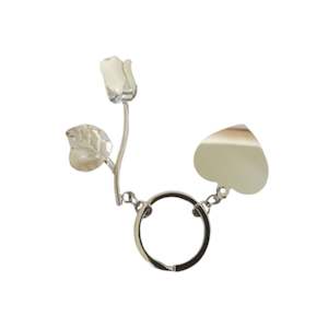 Everlasting Eternity White Rose Keyring