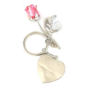 Everlasting Eternity Pink Rose Keyring