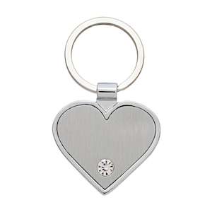 Classic Brushed 2 Tone Heart Keyring