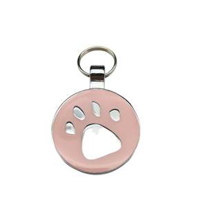 Small Pastel Pink Paw Print Pet Tag