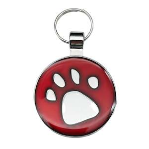 Large Red Paw Print Pet Tag