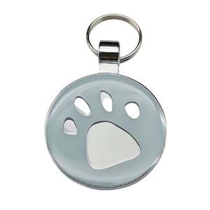 Large Pastel Blue Paw Print Pet Tag