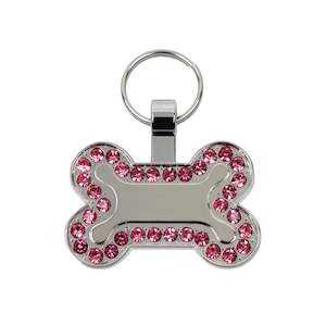 Pink Diamantes Dog Bone Pet Tag