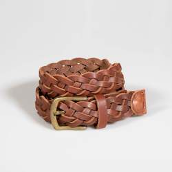 Hand-Woven Leather Belt - Brown