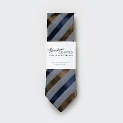 Grey Marle with Navy Tobacco Satin Stripe Tie