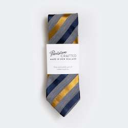 Grey Marle with Navy Gold Satin Stripe Tie