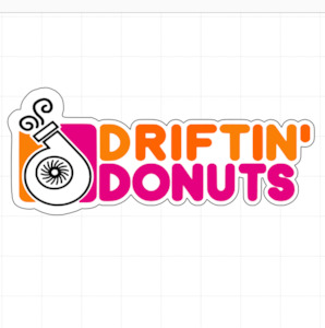 Internet only: Driftin' Donuts (Dunkin' Donuts mock) Vinyl Layered Car Sticker