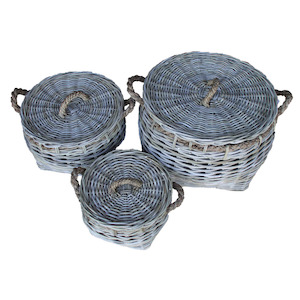 Set of 3 Lidded Baskets KG140273-3